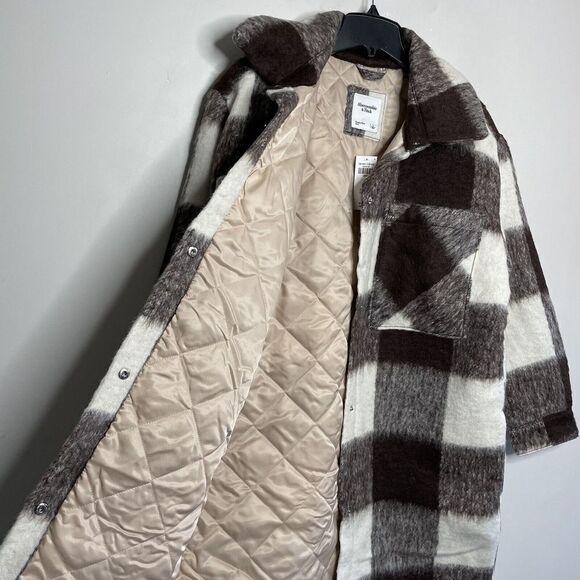 ABERCROMBIE & FITCH Womens Winterized Wool-Blend Shirt Jacket NEW $180 Brown L - Picture 10 of 16